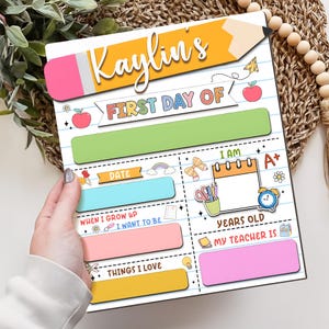 Letrero intercambiable para primer y último día de clases, letrero personalizado para el primer día de regreso a clases, tablero escolar de madera personalizado, regalo para estudiantes.