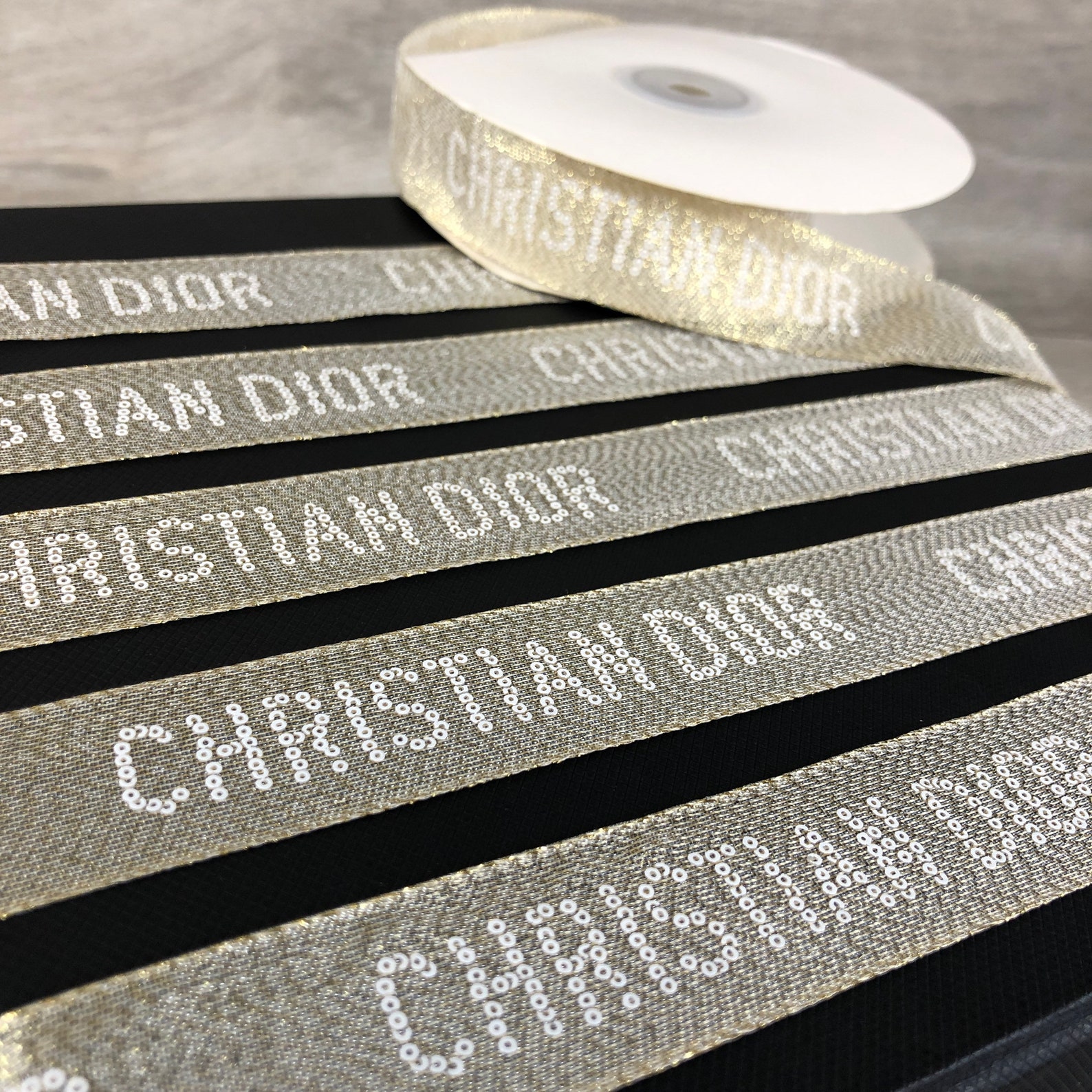 Christian Dior Ribbon Pura oro / ancho / cinta de diseñador Etsy