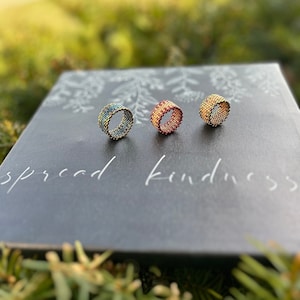 Artisan Beaded Rings, Beaded Jewelry, Minimalist Ring, Seed Bead Ring, Metal Free Ring, Peyote Band Ring,  Wide Beaded Band Ring.