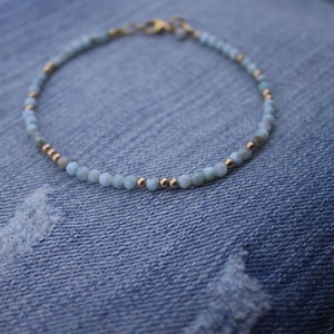 Dainty Natural Larimar Bracelet-Gemstone Bracelet-Stackable Bracelets-Minimalist Jewelry-Larimar Jewelry-Healing Jewelry-Gifts for Her