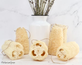 100% Natural Loofah Luffa Exfoliating Sponge | Reusable | NO Chemical Bleach | Dish Scrubber | Eco Friendly | Rope Included | Grown in Texas