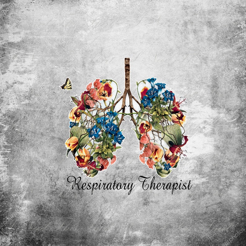Respiratory Therapist Digital File Download Funny Butterfly Flower Healthcare Worker Printable Sublimation Transfer PNG Digital File