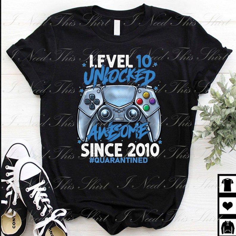 Level 10 Unlocked Awesome Since 2010 Digital File Download 10th Birthday Quarantine,Gamers Birthday Printable Sublimation Transfer PNG File