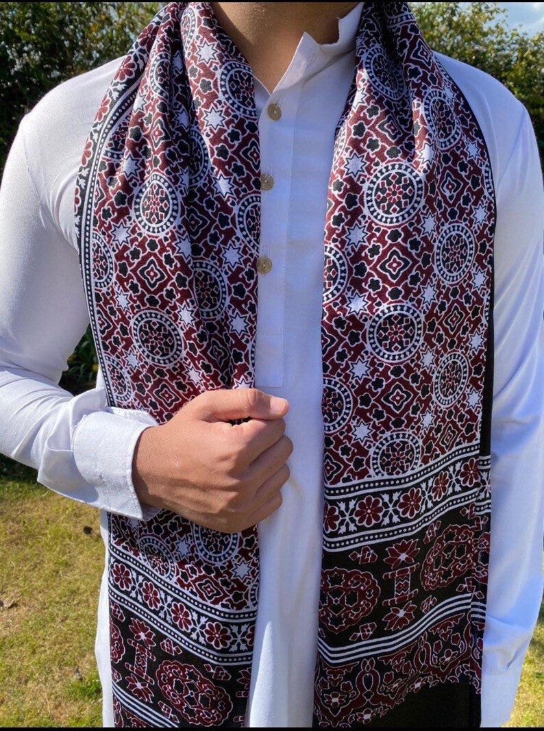 Traditional Mens Sindhi Ajrak Scarf Shawl Chaddar Pakistani Etsy