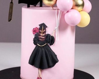 Graduate Girl Edible Cake Image: Graduation Party Decor