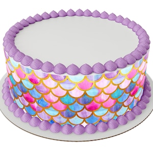 Mermaid Fish Scale Edible Image Cake Wrap Strip, Cake Wrap, Mermaid Skin edible image