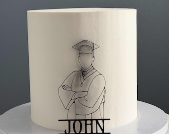 Custom acrylic Graduation cake topper, Acrylic name cake topper, Boy Graduation, Acrylic silhouette