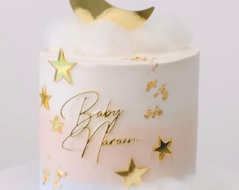 Moon Star baby shower cake topper, Acrylic Cake toppers, Over the moon baby shower cake topper,