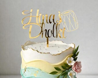 Custom Dholki Acrylic Cake Topper, Dholki cake Topper