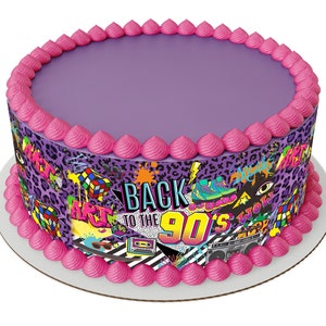90&#39;s theme Edible Image Cake Wrap Strip, Cake Wrap, 90&#39;s cake image
