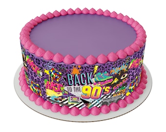 90's Theme Edible Cake Wrap Strip