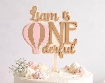 First Birthday Hot Air Balloon Acrylic cake topper, Hot Air balloon cake topper, First Birthday Custom hot air balloon topper