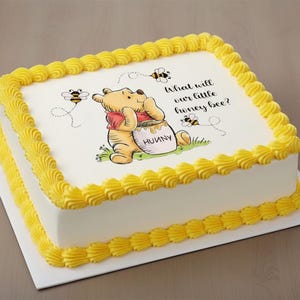Pooh Bear Baby Shower Edible Cake Image: Honey Bee Gender Reveal