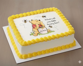 Pooh Bear Baby Shower Edible Cake Image: Honey Bee Gender Reveal