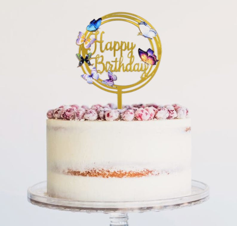 Happy Birthday Butterfly Cake Topper Etsy
