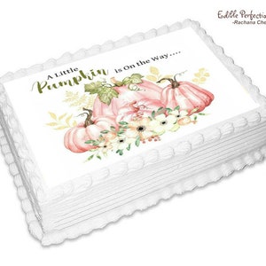 Pink Pumpkin Baby Shower Edible Cake Image