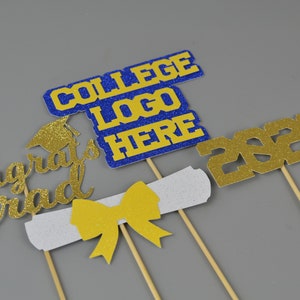 College Bound ,Graduation Centerpiece Sticks, Custom University School Logo, Graduation Table Decor