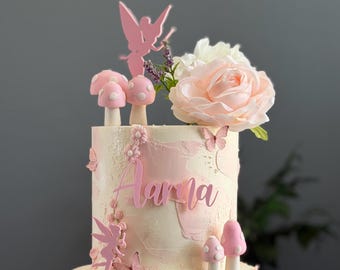 Fairy Acrylic cake topper with custom name, Custom fairy cake topper
