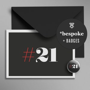 Cartão de aniversário {+ BADGE} | Design 'Hashtag' | Estilo tipográfico | A6 | TEDDY *estilo personalizado