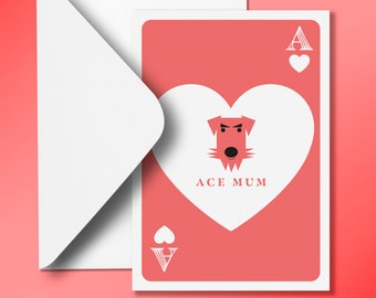 Mother's Day Card | Mom's Day Card | TEDDY 'Ace' Dog Design | A6 | Stylish