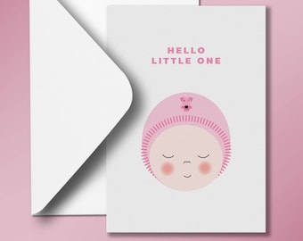 New Baby Card | 'Hello Little One' Design | Contemporary design | A6 | Stylish | Graphic
