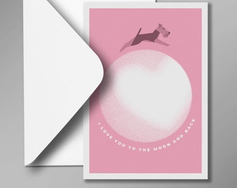 Dog Card | 'Moon' Design | A6 | teddy.wales | Welsh Terrier or Airedale Card