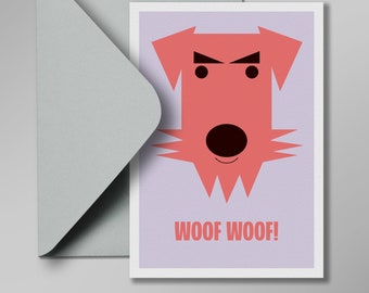 Love Card | 'Woof Woof!' TEDDY Design | Contemporary Style | A6 | Graphic Dog Card