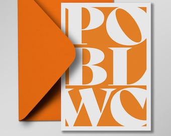 Pob Lwc (Welsh) 'Good Luck' Card | Typographic Style | A6 | Contemporary Design | Stylish