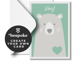 Personalised Bear Birthday Card | *Bespoke TEDDY Design | Create Your Own | A6 | Stylish
