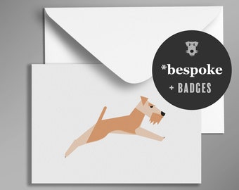 Dog Card {+ BADGE} | 'Running' Welsh Terrier or Airedale Style | Create Your Own | *Bespoke TEDDY Design | A6