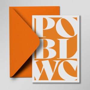 Carte « Bonne chance » Pob Lwc (gallois) | Style typographique | A6 | Design contemporain | Élégant