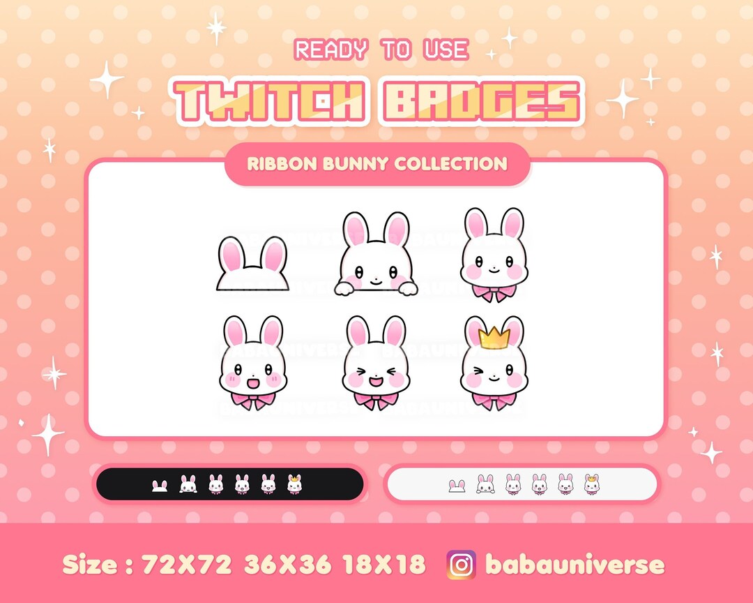 Steam Rabbit Badges 6 Cute Bunny Twitch Sub Badges | Bit Badges | Custom Badges | Cute ...