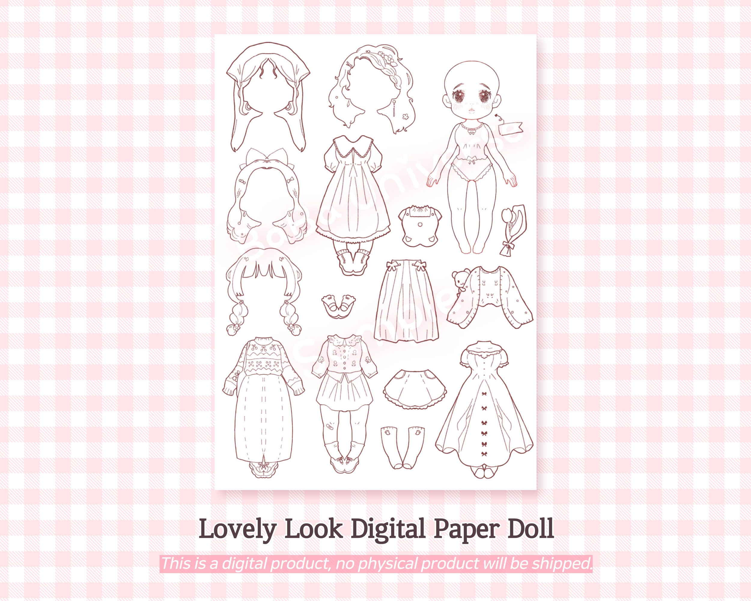 Lovely Look Digital Paper Doll, Instant Download, Printable Paper Doll ...