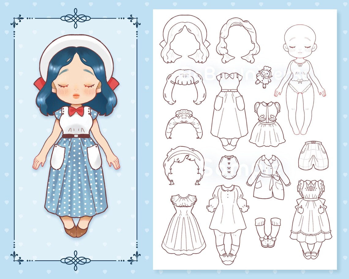 Retro Look Digital Paper Doll Instant Download Printable - Etsy