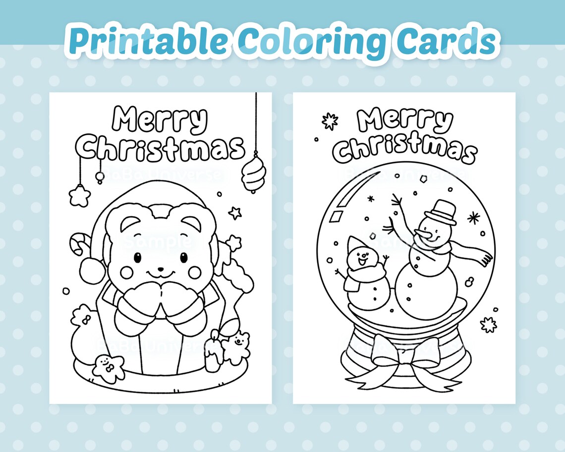Printable Christmas Coloring Card for Kids Instant Download 5x7 Card