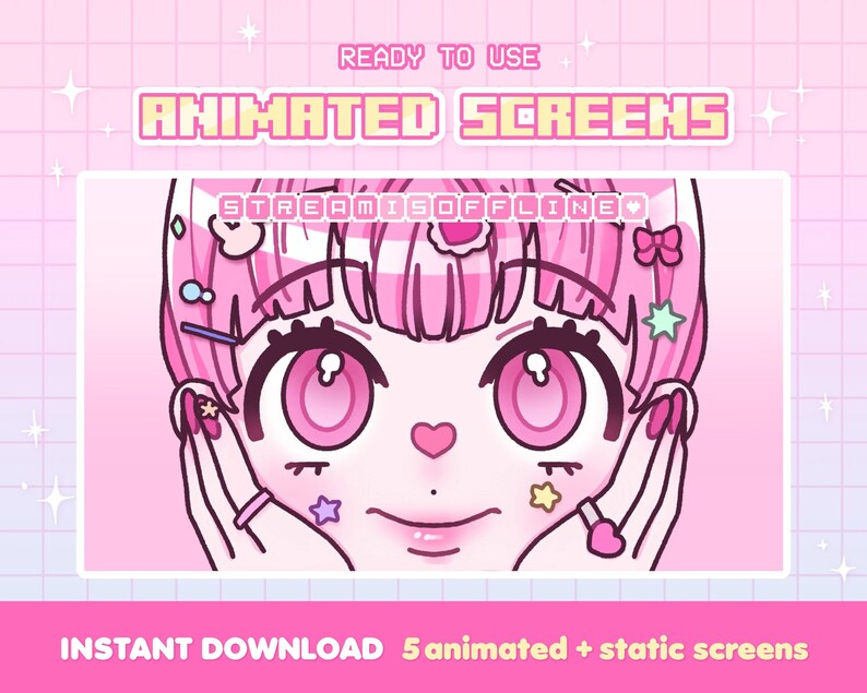 Animated Blink Anime Girl Screen/banner Cute Stream Screen Starting