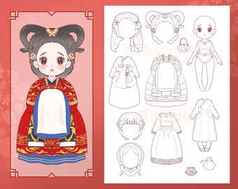 Korean Hanbok Look Digital Paper Doll Instant Download - Etsy New Zealand