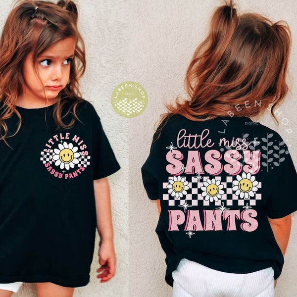 Cute Little Miss Sassy Pants PNG, Cute Girl Shirt PNG, Retro Boho Style Little Girl, PNG descarga digital, Girl Shirt, Png Descarga digital