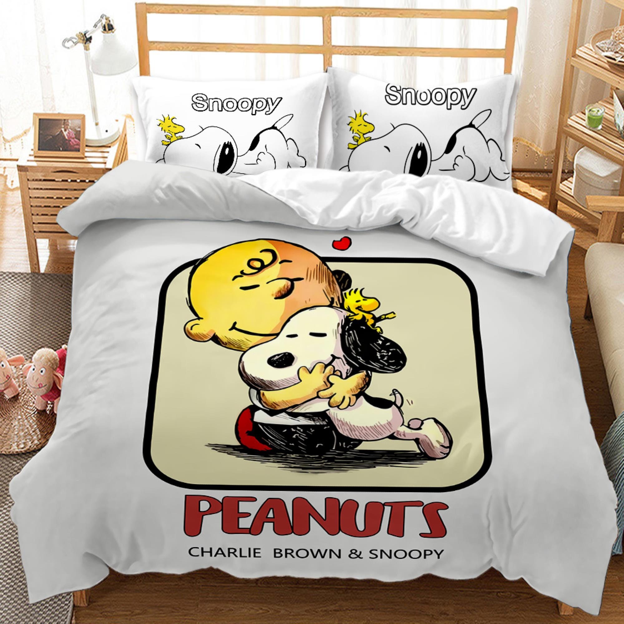 Peanuts Cartoon Bedding Set Peanuts Charlie Brown And Snoopy Etsy