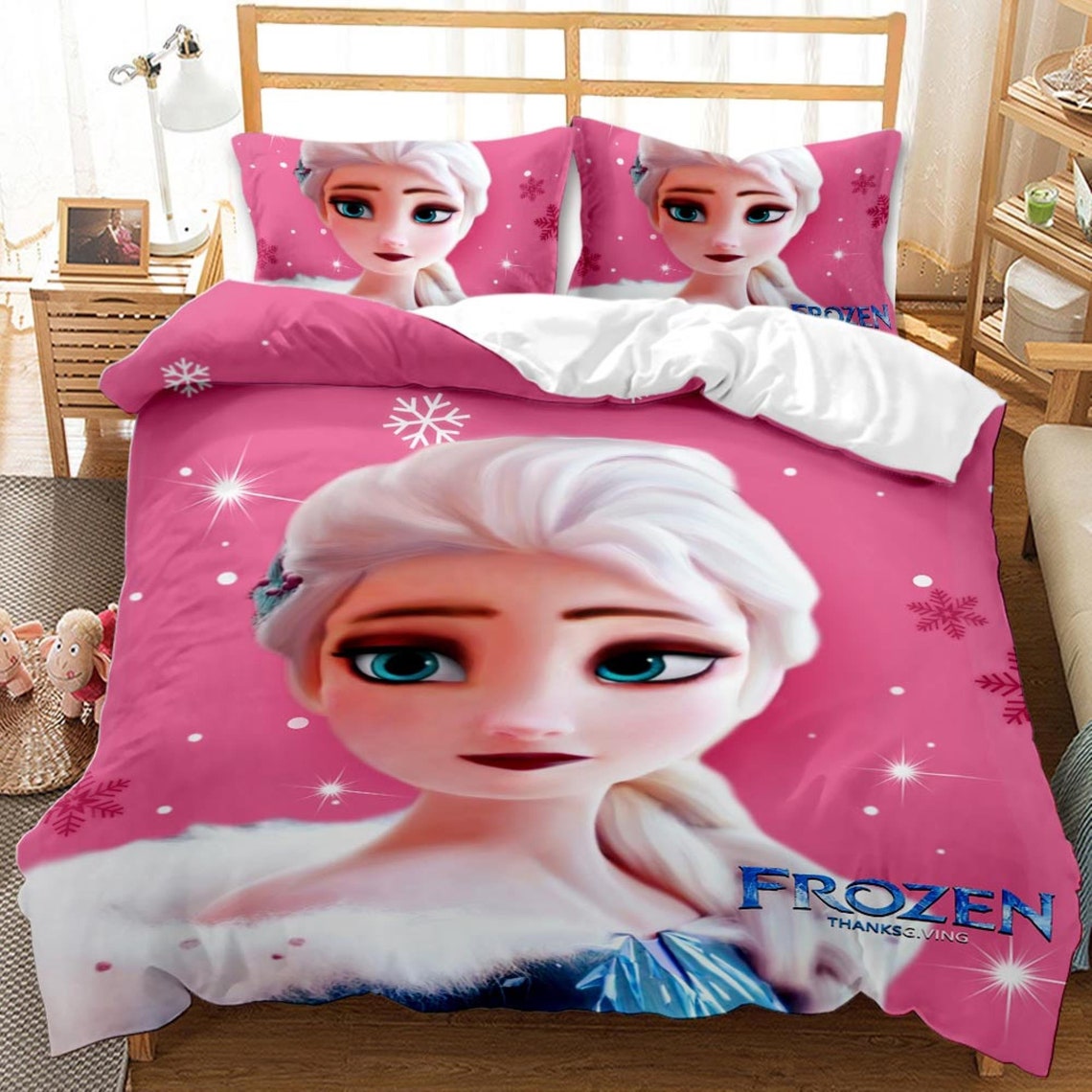 Elsa Bedding Set For Girl Pink Magic Elsa Bedding Set For Etsy