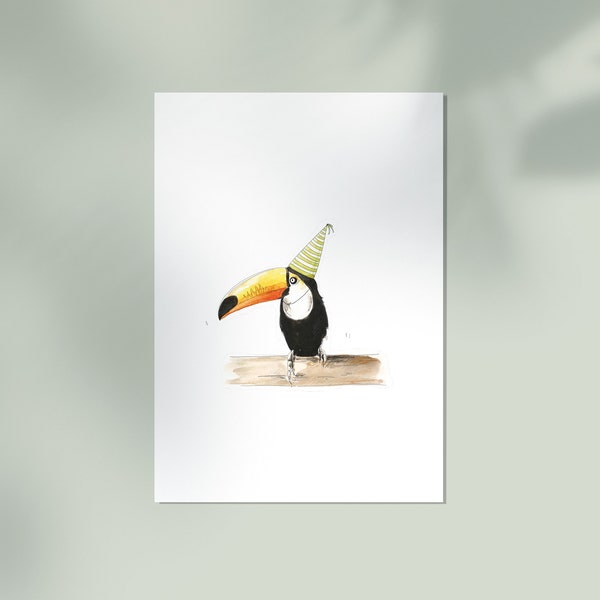 Postkarte mit Party-Tucan