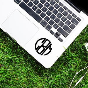 Monogramed Computer Decal // Laptop Decal // Personalized Laptop Sticker // Custom Computer Decal // Round monogram sticker for electronics