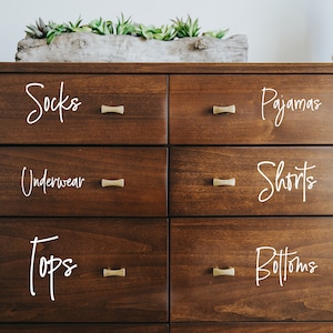 Custom Dresser Labels / Dresser Labels for Kids / Dresser Labels for Adults / Bedroom Stickers / Bedroom Organization Labels / Drawer Labels