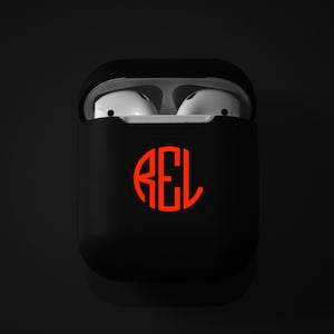Monogramed Airpod Case Decal // Headphone Case Sticker //  Custom Electronics Case Label // Round monogram sticker for electronics