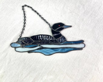 Stained Glass Loon | Handcrafted Window Hanging, Wall Art