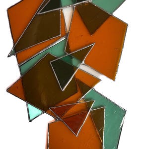 Geometric Cascade Stained Glass Art | Handmade Unique Window Suncatcher, Wall Hanging, Abstract Glass Gift