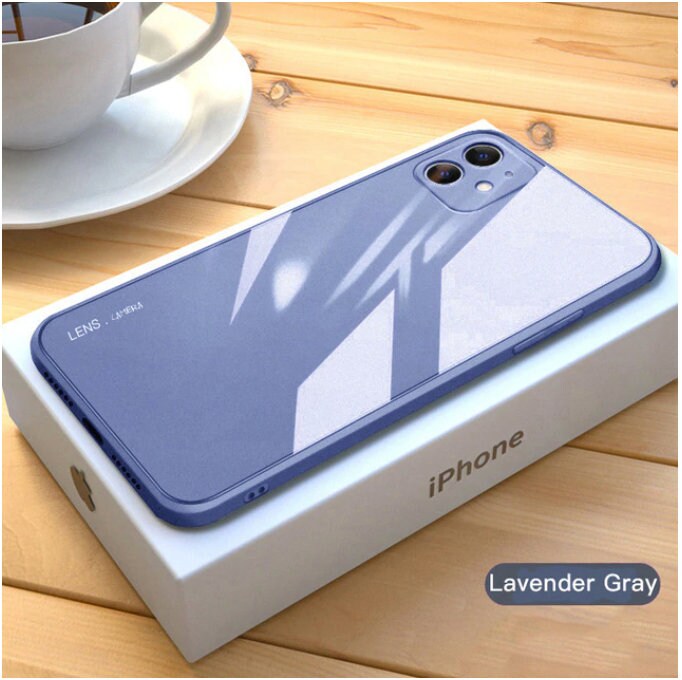 Square Tempered Glass Phone Case for iPhone 12 Mini 11 Pro Max SE 2 X…