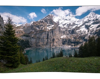 Snowy Mountain Summit and Blue Lake Tapestry