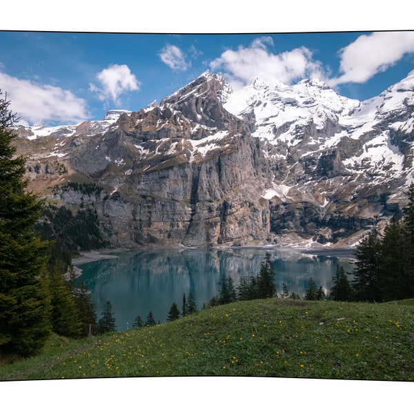 Snowy Mountain Summit and Blue Lake Tapestry