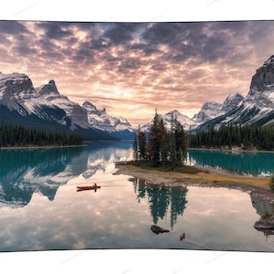 Rocky Mountains and Lake Canoeing Tapestry